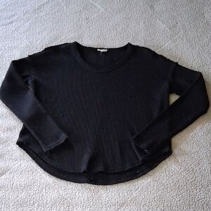 LA MIEL Black Textured Knit Top